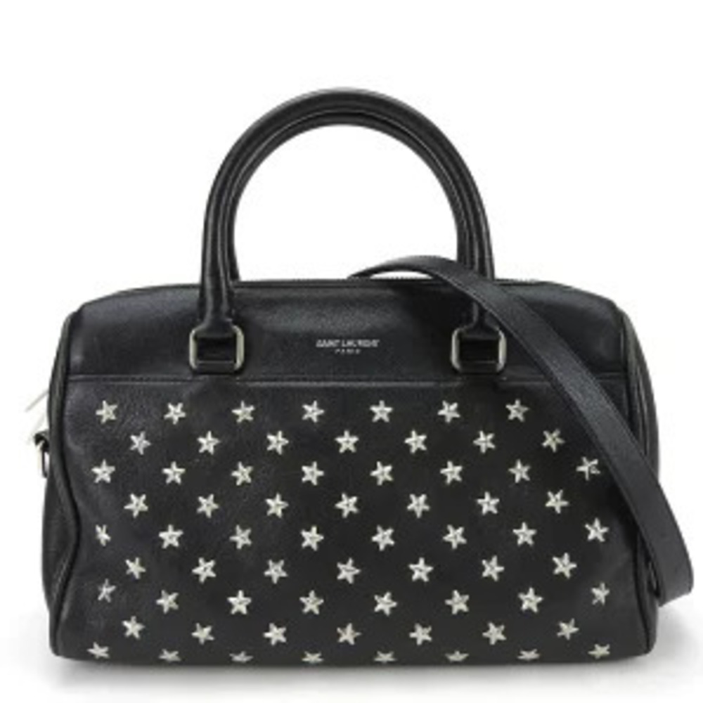 Saint Laurent Handbag Duffle Leather Black Shoulder Studs - Picture 11 of 11